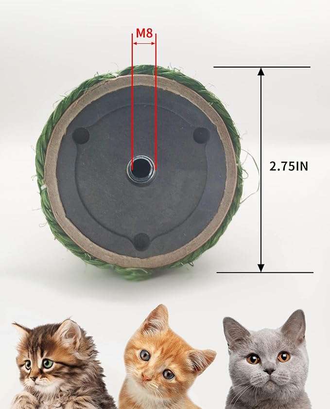 BNOSDM 6 Pack M8 15”x2.75” Cat Tree Scratching Post Replacement Parts for Indoor Cats Tower Rope Scratch Poles Refill Sisal Pole Part for Refurbishment Accessories Spare Green