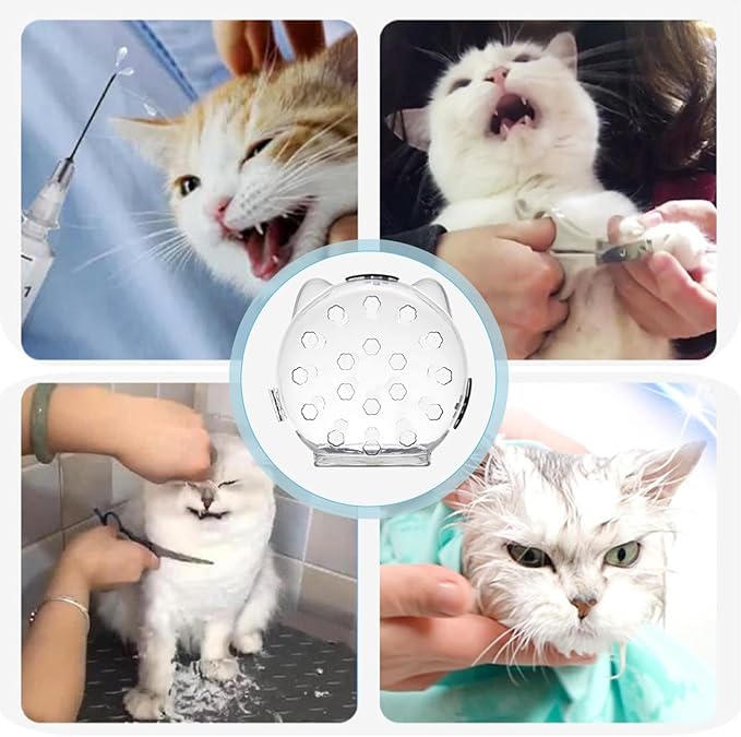 Cat Bubble Muzzle with 4 Boots 5 Inch, Breathable Transparent Anti-Lick & Anti-Bite Head Cover for Grooming Nail Trimming