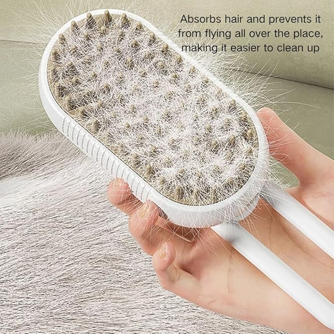 Cat Steam Brush,Rechargeable with Handle,Self-Cleaning Grooming Tool, for Cats and Dogs,3 In 1 Cat Steamy Brush, Multifunctional Hair Comb for Removing Tangled and Loose Hair (Beige)