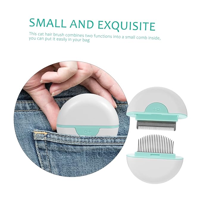 Pet Cat Hair Brush Rake Grooming Massage Comb for Shedding Soft Cat Cleaning Tool with Non Slip Handle for Long Haired Cats