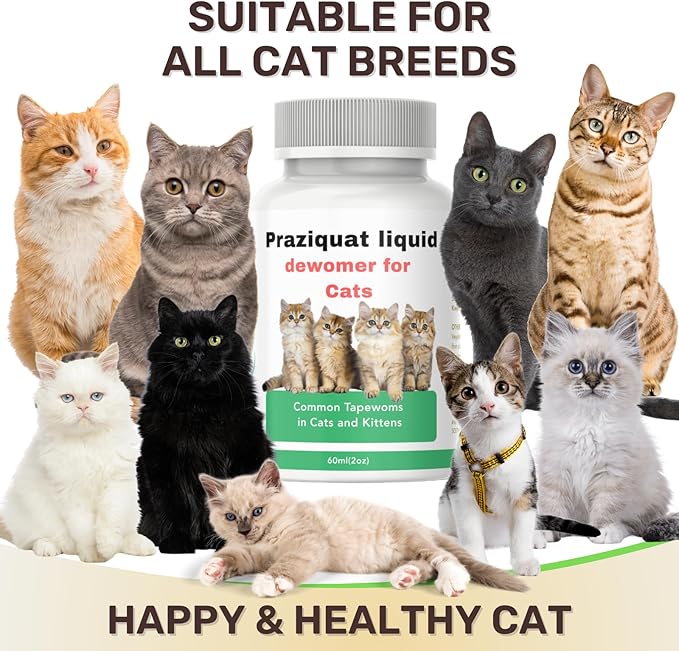 lvermect Liquid for Cats, Praziquat Dewomax, Kitten Gut Health, Promotes Immune & Digestive Support - 2oz, 60ml with 1ml Dropper
