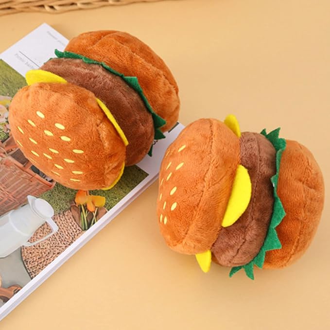 Dog Chew Toy Pet Plush Hamburger Aggressive Chewers Teething Puppy Gift Pet Supplies for Dog Puppies