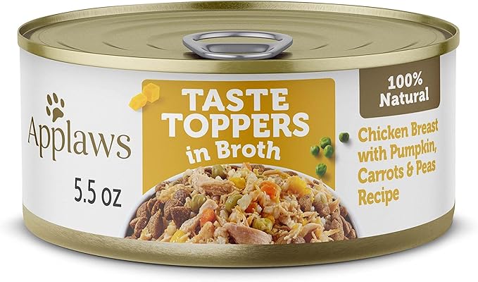 Applaws Taste Toppers, Grain-Free Dog Food Topper, Limited Ingredient, Chicken Breast with Vegetables in Broth (12 x 5.5oz Cans)