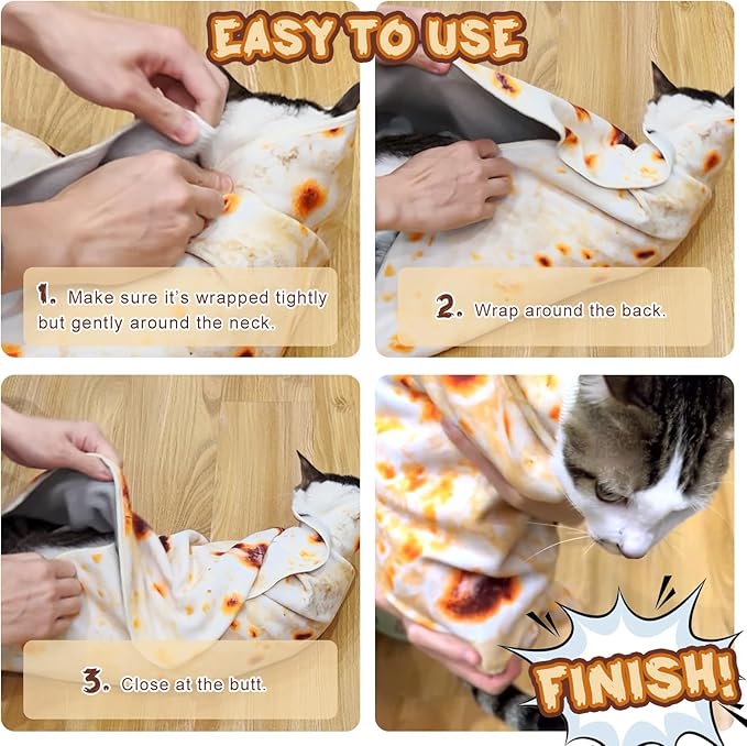 Cat Wrap for Cutting Nails, Tortilla Blanket Pet Supplies Cat Washing Bag, Burrito Blanket Cat Restraint for Nail Clipping, Multifunctional Pet Tool Gifts for Cat Lovers (L (within 14lbs), Tortilla)