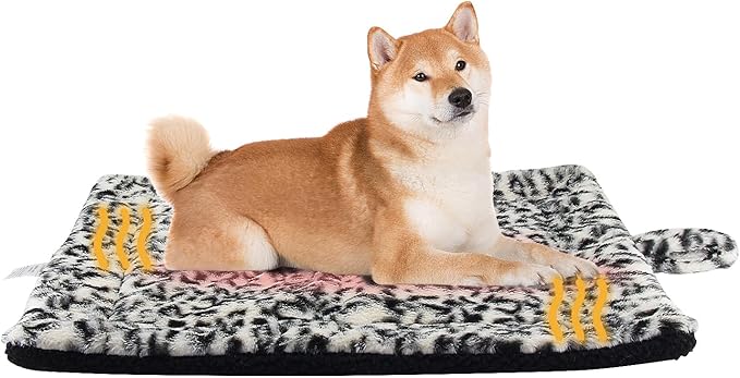 Self Warming Cat Pad for Cats and Dogs, Non Electric Thermal Pet Mat, Washable Soft Sleeping Mat with Non Slip Backing, Indoor & Sheltered Outdoor Use, 30 x 24 in, Black/White