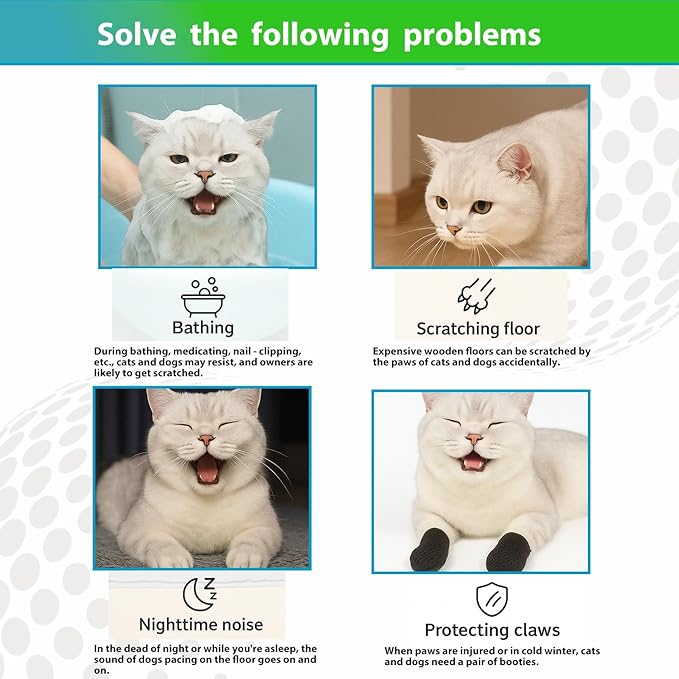 Cat Grooming Socks – Protective Mesh Foot Sleeves for Bathing, Nail Trimming & Vet Visits – Anti-Scratch & Breathable Design (Gray [wear-Resistant and Breathable],M（Max Diameter of Paw 1.57 inches）)