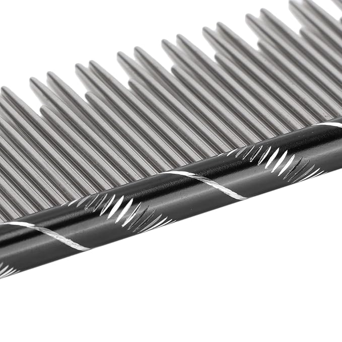 Pet Hair Removal Comb, Cat Comb with Stainless Steel Teeth, Open Knot Comb for Cat Grooming, Durable Reusable Pet Grooming Tool with Ergonomic Handle for Long Haired and Short Hair (Black)