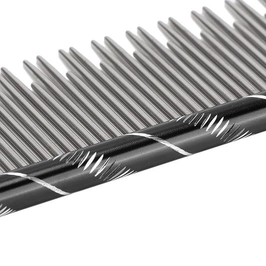 Pet Hair Removal Comb, Cat Comb with Stainless Steel Teeth, Open Knot Comb for Cat Grooming, Durable Reusable Pet Grooming Tool with Ergonomic Handle for Long Haired and Short Hair (Black)