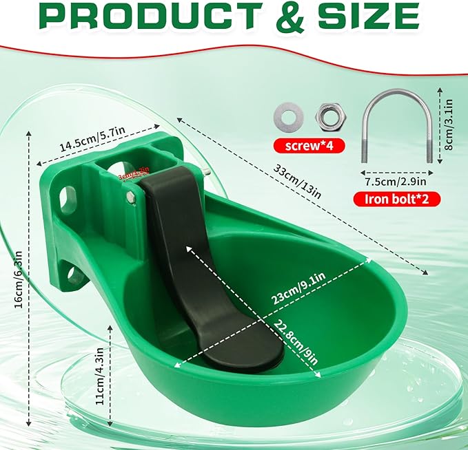 1pcs Automatic Livestock Waterer Bowl Water Trough Outdoor Cow Plastic Sink Horse Sheep Cattle Drinking Bowl Pet Feeding Bowls（Green） ﻿