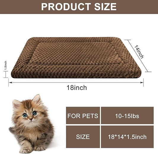Dog Bed Mat,Reversible & Ultra Soft Kennel Pad-Machine Washable Pet Bed for Dogs & Cats-All-Weather Crate Liner for Crates,Carriers & Travel (Dark Brown, 18" L x 14" W x 1.5" Th)