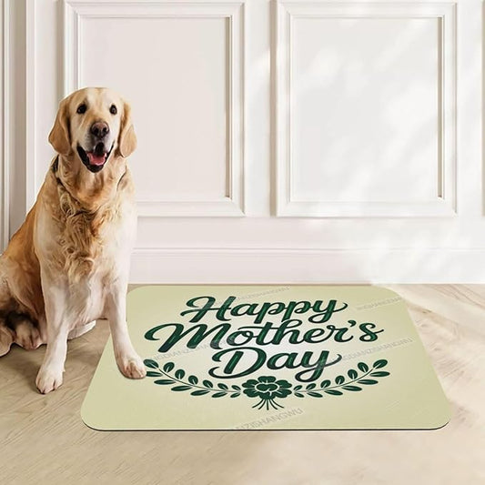 Dog Food Mat Dog Mat for Food and Water 18X12In Happy Mother's Day Floral Gift Mom Dx No Stains Cat Pet Feeding Mats Water Bowl for Messy Drinkers
