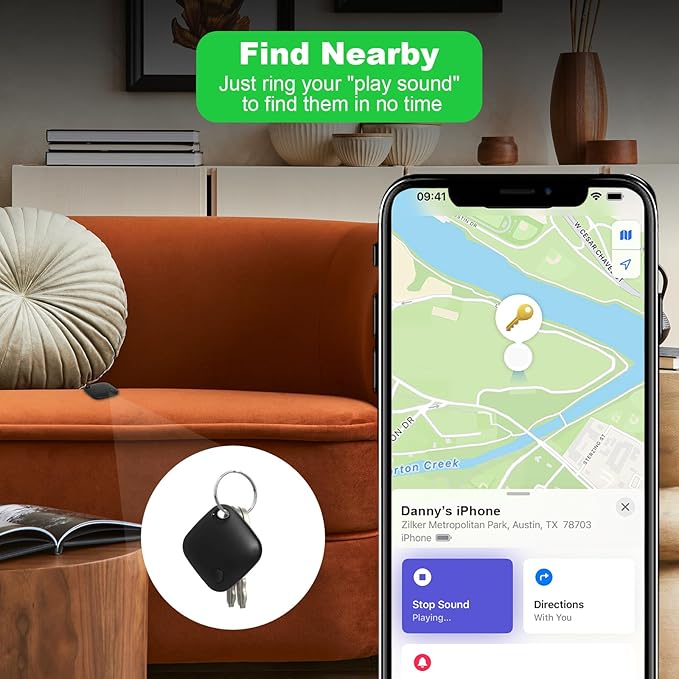 AURTEC Smart Air Tracker for Pets, Vehicles, Keys & Luggage - Compatible with Apple Find My App (iOS Only), Real-Time Global Location Tracking, Long Battery Life, Geo-Fencing,2 Pack