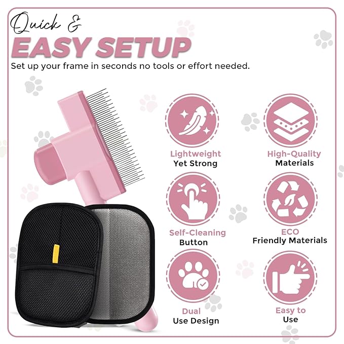 Pet Hair Removal Glove & Comb for Cats and Dogs – 2-in-1 Grooming and Deshedding Glove – Gentle Silicone Brush for Shedding, Bathing & Massage