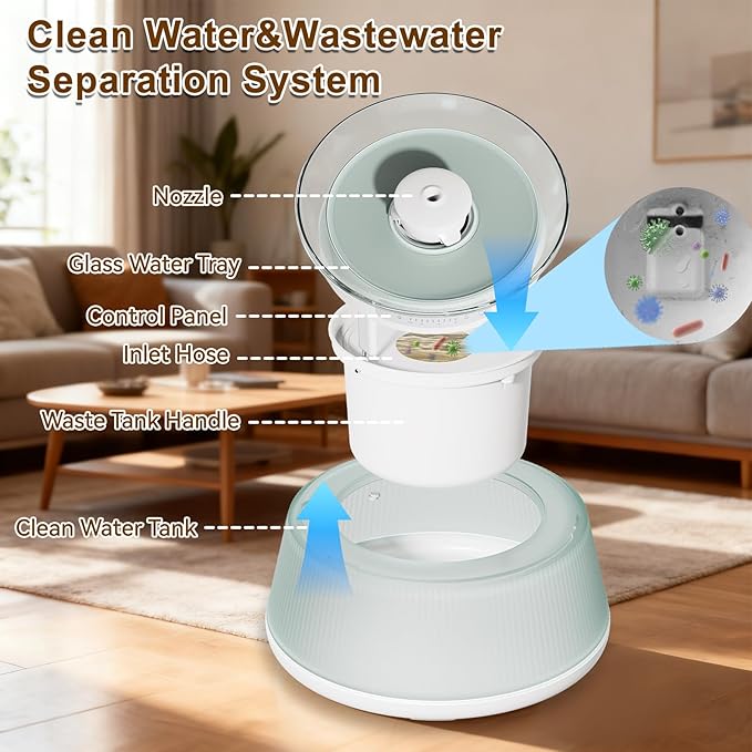 GJEASE Glass Smart Pet Water Fountain,Cat Drinking Water Fountain Bowl No Filter,Battery Operated Filterless Pet Water Fountain