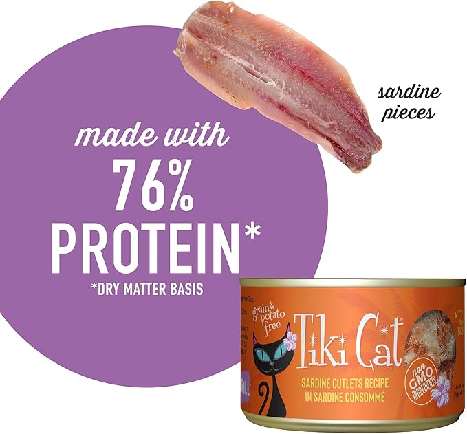 Tiki Cat Grill Wet Cat Food, Sardine Cutlets, 6 oz. Cans (8 Count)