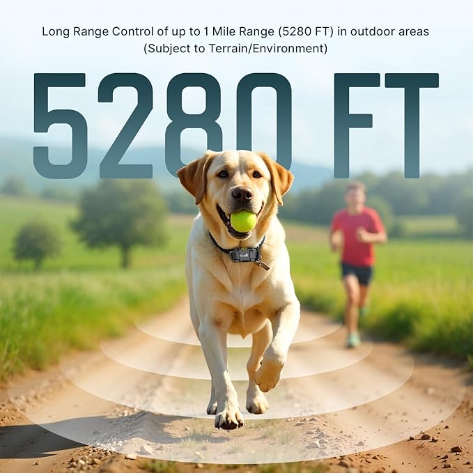 My Pet Command Long Range Dog Training Collar with Remote 1 Mile/5280 Ft Safe Shock, Vibrate, Tone, Flashing Beacon Lights, Rechargeable Waterproof Remote device, add up to 2 Collars. Xtra Collar only