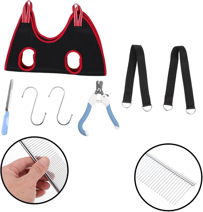 Totority 1set Pet Grooming Hammock for Cats and Dogs Nail Clipper and Grooming Comb Tools Easy to Install for Bathing and Nail Trimming Suitable for Pets