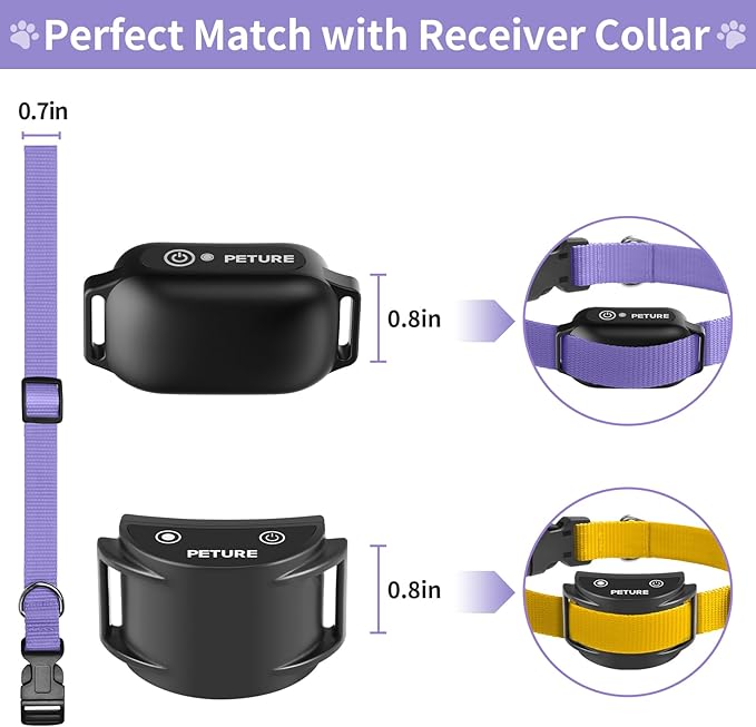 Shock Collar Replacement Strap, Stylish & Comfortable Nylon Dog Collar with Quick Release Buckle, Adjustable Dog Collar Compatible with PetSafe Bousnic Sportdog Garmin Ecollar (Purple & Yellow)