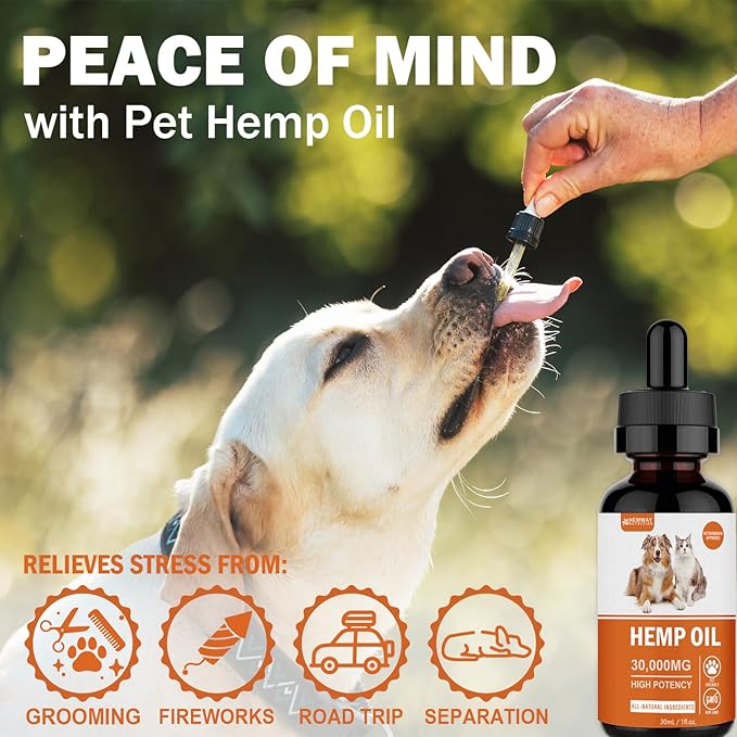 (2-Pack) Organic Hеmp Oil for Dogs and Cats - Pet Hеmp Drops for Anxiety Relief, Stress,Pain, Calming, Sleep, Arthritis - Treats Chews - Support Hip and Joint Health - Rich in Omega 3-6-9