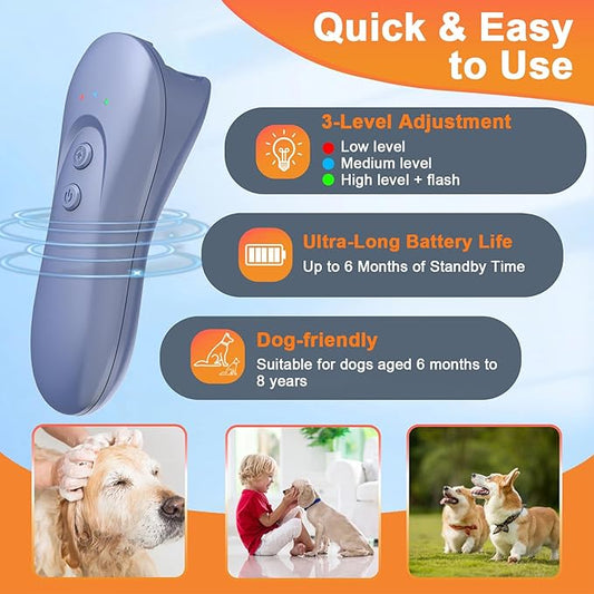 Dog Bark Deterrent Device,Anti-Barking Device,Up to 15Ft Long Range & Rechargeable Bark Control,Stop Barking Dog Devices,Safe for Dogs Training,Indoor & Outdoor(Purple)
