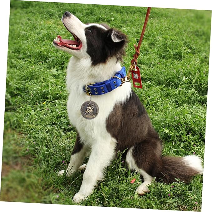 GANAZONO 4pcs Retro Bronze Dog Tags Pet Identity Charms Metal Pet Collar Pendants for German Shepherd Dogs Anti-Lost Hanging Labels for Supplies