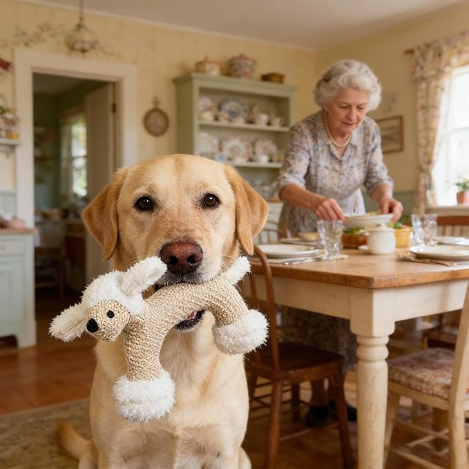 Stuffed Dog Toys - Plush Squeaker, 1 Piece Textile Creature for Canine Engagement, Soft Fabric Doll with Internal Sounder, Pet Supply, Interactive Plaything for Pups, Felines and Animals
