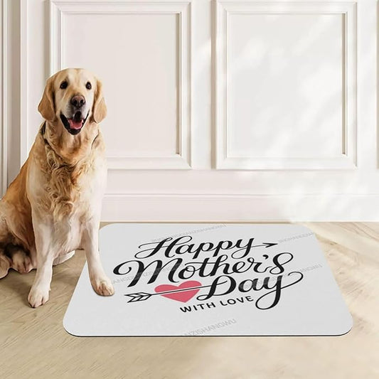 Pet Feeding Mat Absorbent Dog Mat for Food and Water Bowl Dog Accessories Happy Mother's Day Floral Gift for Mom Dd Pet Supplies Dogs Quick Dry Cat Water Dispenser Mats 24x16In