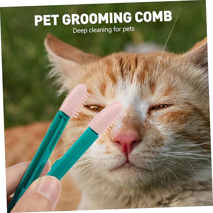 2Pcs Lightweight Kitten Eye Comb Non Slip Tear Brush for Cats Portable Grooming Tool for Pet Eye Care Essential Kitten Supplies