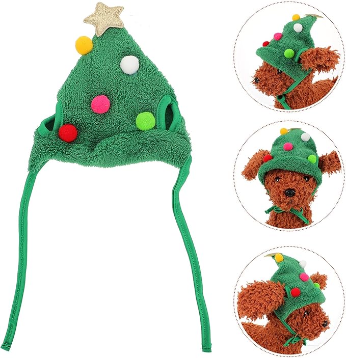 Totority Dog Christmas Hat Xmas Pet Hat with Colorful Pom Poms Small Size for Dogs and Cats Holiday Pet Supplies and Costume Accessories