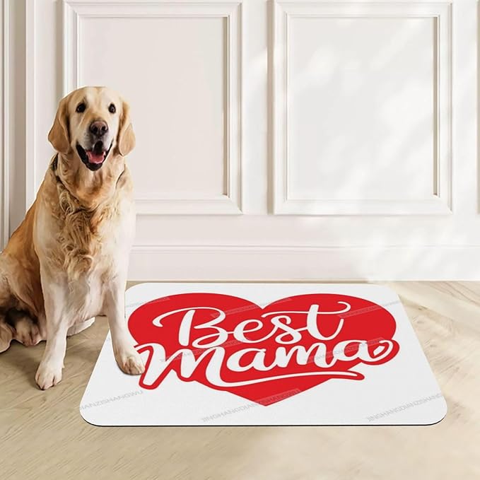 Pet Feeding Mat Happy Mother's Day Floral Gift Mom Kq Dog Food Mat for Food Water No Stains Quick Dry Dispenser Cat Bowl Mats for Messy Drinkers 24x16In