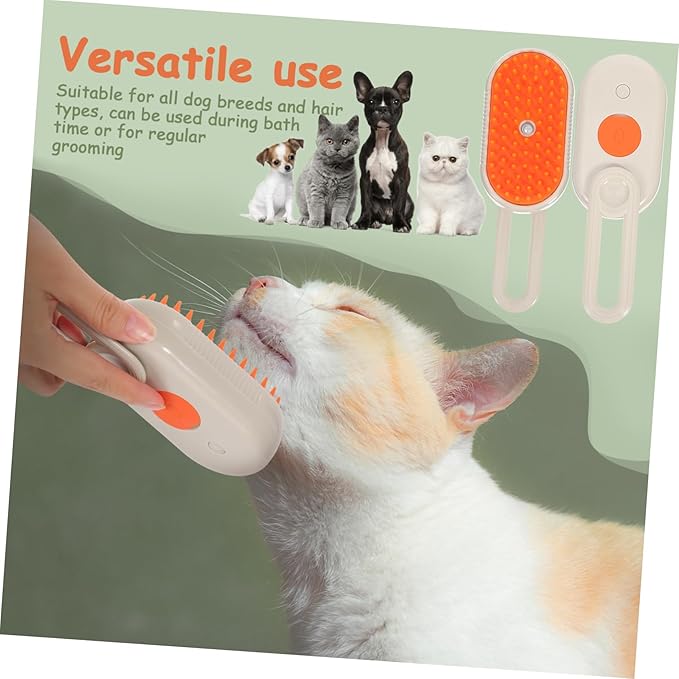 BESPORTBLE Pet Grooming Steam Brush for Cats Dogs Portable Shedding Control Misting Bath Brush for Indoor Cats Lightweight Deshedding Tool with Massaging Feature