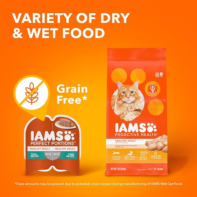 IAMS Perfect Portions Adult Wet Cat Food Pate, Chicken, Salmon, and Tuna Recipe Variety Pack, 2.6 oz. Easy Peel Twin-Package Trays (, 48 Servings), 24 Count (Pack of 2)