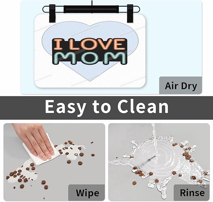 Absorbent Dog Water Cat Mat for Food Water Bowl Quick Dry Happy Mother's Day I Love Mum Gift for Mom Ha Pet Feeding Mats No Stains Dog Food Mat Pet Accessories Supplies Cat Bowl Mats 24x16In
