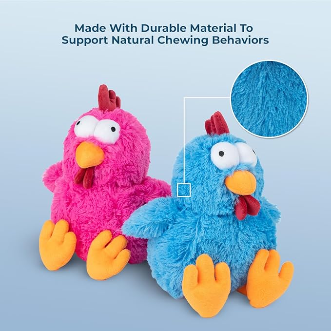 Best Pet Supplies Interactive Squeaky Dog Chew Toy, Ideal Dog Toys for Chewers, Small, Medium & Large Dogs, and Fetch Lovers - Cluck (Blue), Large