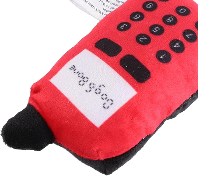 F&Yard Pet Chew Accessory Plush Phone Shape Squeaky Bite Item for Dogs and Cats, Soft Pet Play Supply (Red)