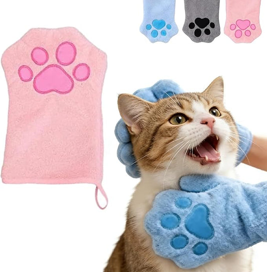 Paw Bathing Towel for Cats Dogs,Makes Paws Washing Easy & Stress-Free,Soft Reusable Pet Grooming Towel,Quick-Dry, Machine Washable Paw Cleaning Mitt for Cats Pets (1pc-Pink)