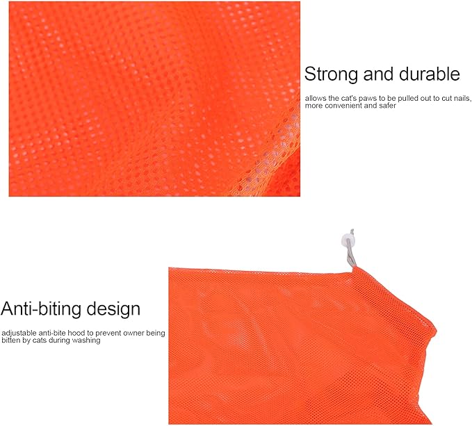 ZJchao Cat Bathing Bag, Breathable Cat Grooming Washer Mesh Bag Dog Hanger for Nail Trimming Grooming Bathing Polyester Soft Washing for Trimming Nail Cut (Orange + Yellow + Pink)
