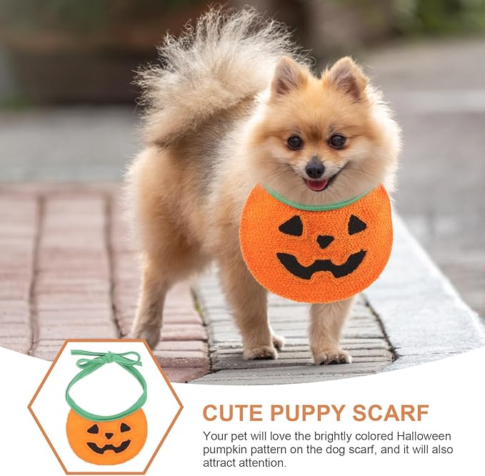 Halloween Pumpkin Dog Bandana Tie-on Bandana Bib Orange M Size for Pets to 15 Lbs Festival Pet Scarf Comfortable Cat and Dog Supplies