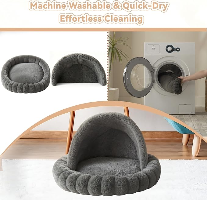Dogpals 2-in-1 Cat Desk Bed: 360° Rotating & Height Adjustable Cat Tree with Semi-Enclosed & Open Layers, No-Drill Clamp for Desk up to 1.18" Thick, Supports 9lbs for Office, Grey