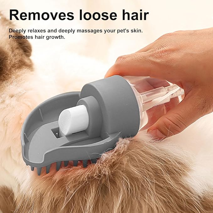 Pet Bath Brush with Soap Dispenser | Anti-Slip Grooming Comb for Dogs & Cats, Shedding Brush & Massager for Shower Bathing, Ergonomic Dog Brush & Cat Grooming Supplies