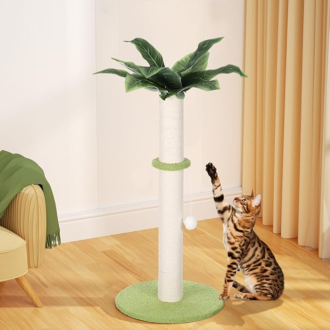 POPETPOP Decorative Cat Scratching Post with Sisal Cover Small Indoor Cat Claw Grinding Post Floor Scratcher for Kittens