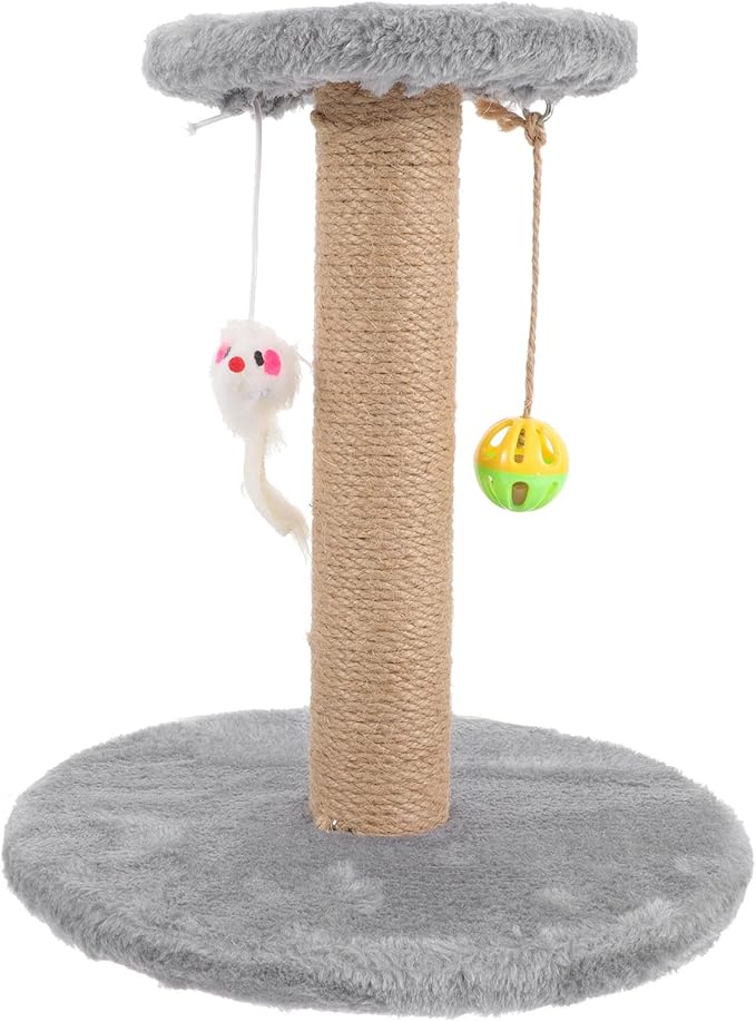 Sisal Rope Cat Scratching Post Small Wooden Cat Claw Scratcher Pole Indoor Kitten Climbing Frame Gray