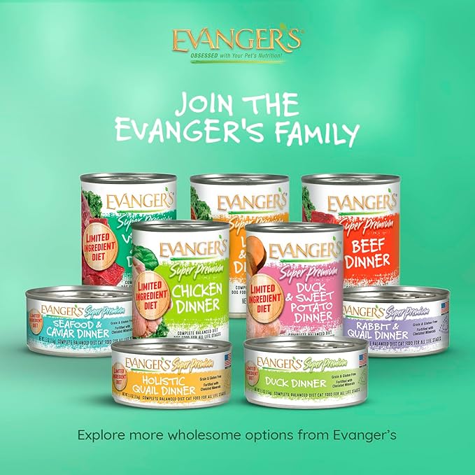 Evanger's Super Limited Ingredient Venison & Beef Dinner for Dogs – 12 Count, 12.5 oz Each – Grain & Gluten Free, Allergy-Friendly, Loaf Style with Spinach & Kale – Wet Dog Food