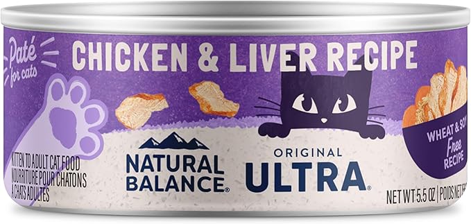 Natural Balance Original Ultra Adult Wet Canned Cat Food, Chicken & Liver Recipe 5.5 Ounce (Pack of 24)