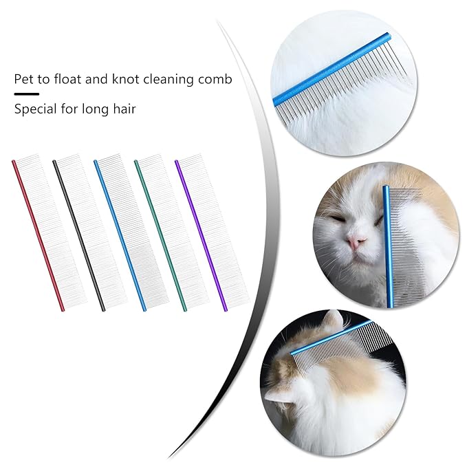 2PCS Pet Grooming Comb Tool For Long Hair Efficient Undercoats Removal Safe For Cats And Dogs Grooming Accessories For Cats For Carpet For Furniture