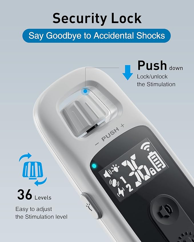 ABBIDOT Dog Shock Collar, 3300 FT Dog Training Collar with Remote, IPX7 Waterproof with 4 Training Modes, Rechargeable E-Collar for Small Medium Large Dogs (15-120 lbs) (Light Grey, 1 Collar)