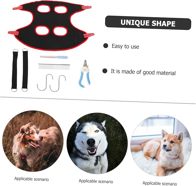 Kisangel 1set Pet Grooming Hammock for Cats Dogs Breathable Sling for Nail Trimming Easy Assembly Material Random Accessories for Grooming and Nail Care