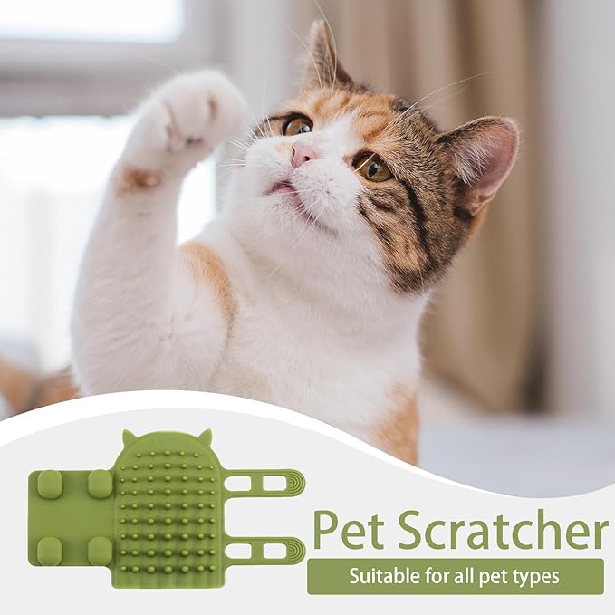 Cat Wall Brush - Selff Grooming Cat Brush, Adjustable Wall Corner Silicone Selff Scratcher | Cat Corner Brush, Portable Massage Brush, Soft Face Scratcher Brush for Dogs, Kittens, Puppies, Table Legs