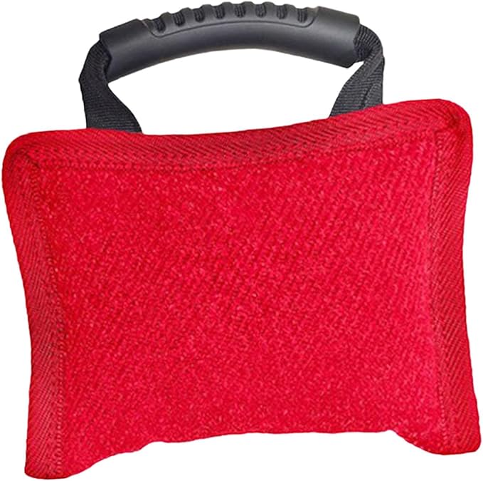 Baoblaze Dog Bite Pillow Tough Tug Toy Practical Portable Outdoor Pet Supplies for Small and Medium Sized Dogs Biting Pad with Handle, Red