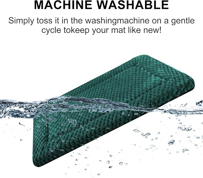 Dog Bed Mat,Reversible & Ultra Soft Kennel Pad-Machine Washable Pet Bed for Dogs & Cats-All-Weather Crate Liner for Crates,Carriers & Travel (Dark Green, 24" L x 18" W x 1.5" Th)